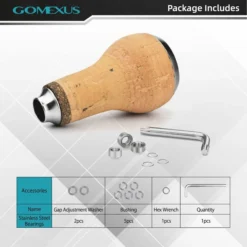 Gomexus Handle Knob Cork For Spinning Reel - Cork/Silver -Magasin De Matériel De Pêche CA27TNBK 4