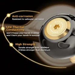 Gomexus 90mm Aluminium Power Handle With 45mm Titanium Knob - Black & Gold -Magasin De Matériel De Pêche LYS90TB45BKGD 5